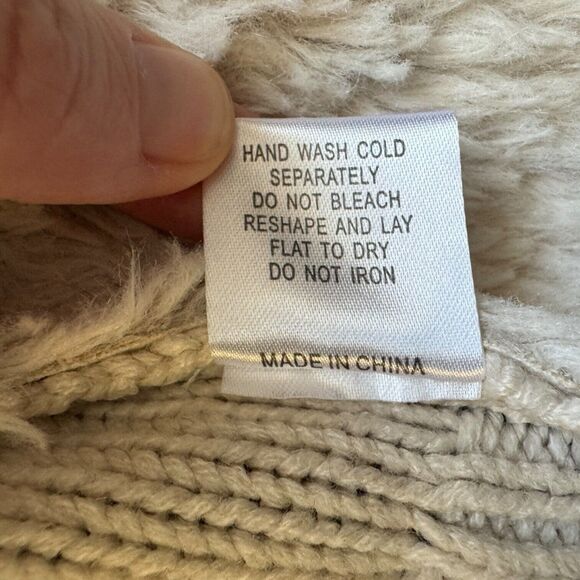 Society 8 Womens Large Jacket Open Front Fleece Collar Faux Suede & Knit Sweater - Picture 10 of 12